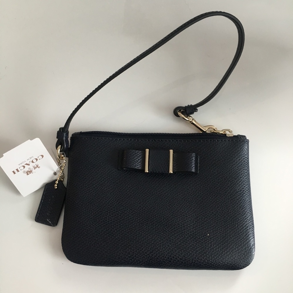 Coach Dark Navy Blue Darcy Bow wristlet wallet purse NEW! F52629